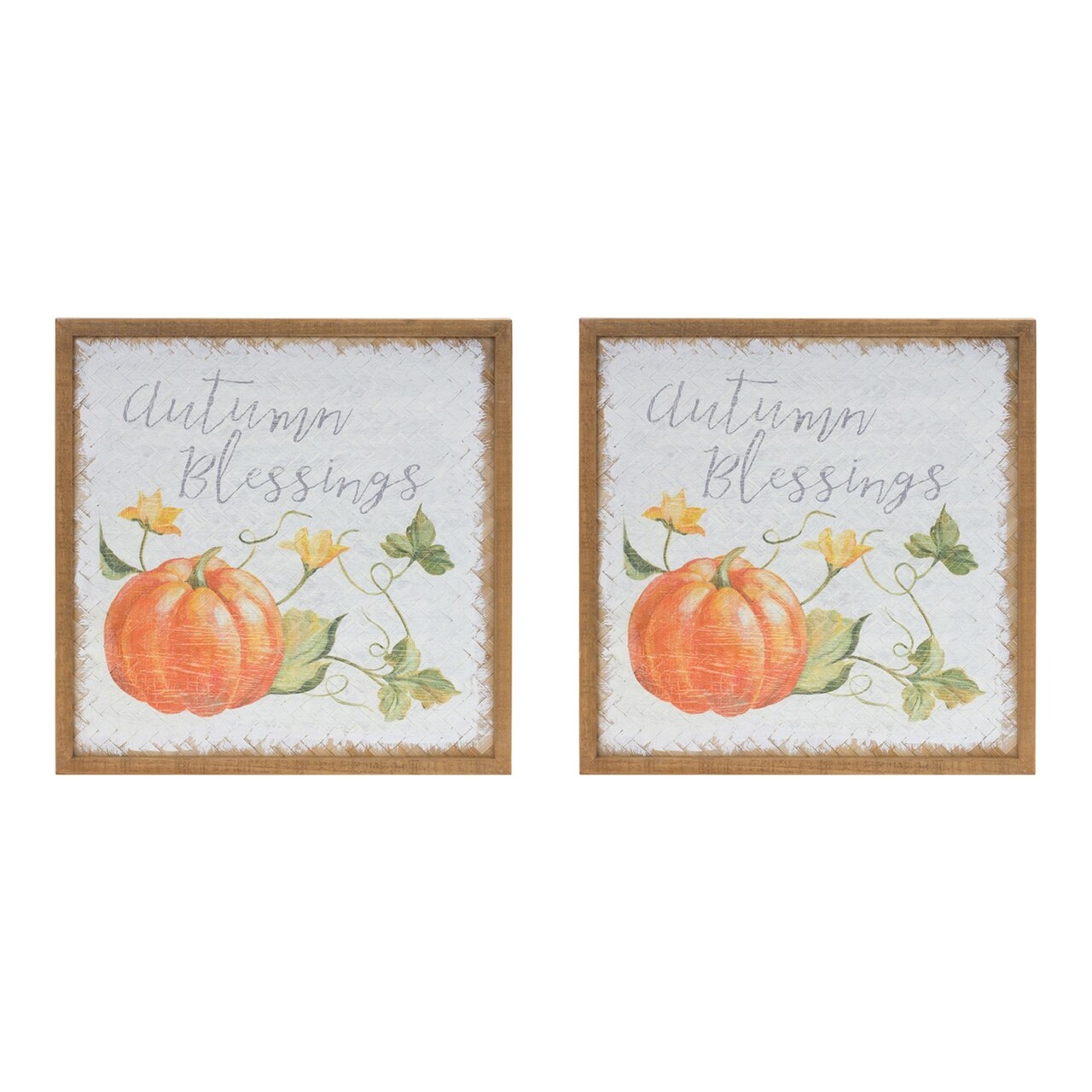 Melrose "Autumn Blessing" Pumpkin Wall Signs - 15.75" - Multi-Color - Set of 2